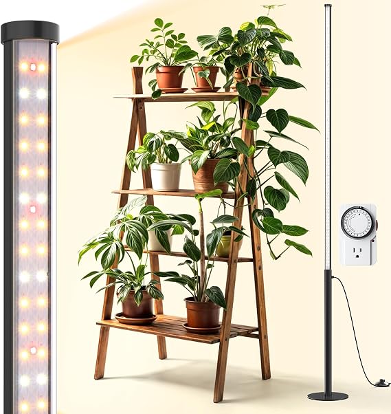 Barrina T10 Pro Vertical Grow Light, 42W, Full Spectrum, 4FT to 5.6FT | Mechanical Timer, High PPFD Grow Lights for Indoor Plants,Standing Side Lighting to Stand Flower and Tall Plant, Foot Switch