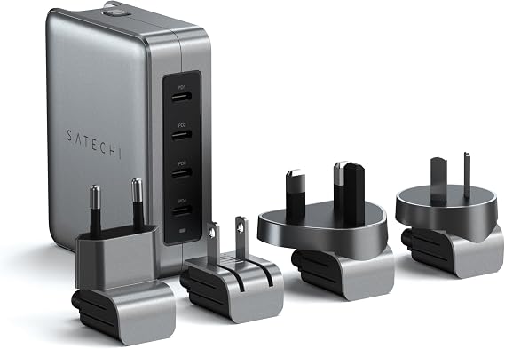 Satechi 145W 4-Port GaN Travel Charger, USB-C PD 3.1 Fast Charging | Works with MacBook Air/Pro/Neo, iPad Air/Pro, iPhone 12-17, Android, Windows