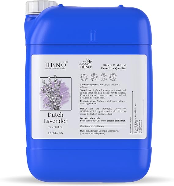 HBNO Lavender Dutch Oil - 8.8 lbs (4kg) - Ideal for Shampoos, Conditioners, Mouth Washes, Face wash, Lotions, and Skin Care Products.