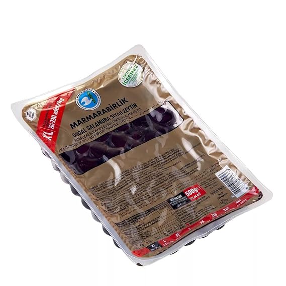 Marmarabirlik Turkish Black Olives, Olive Brine, Healthy Snacks, 17.6 oz