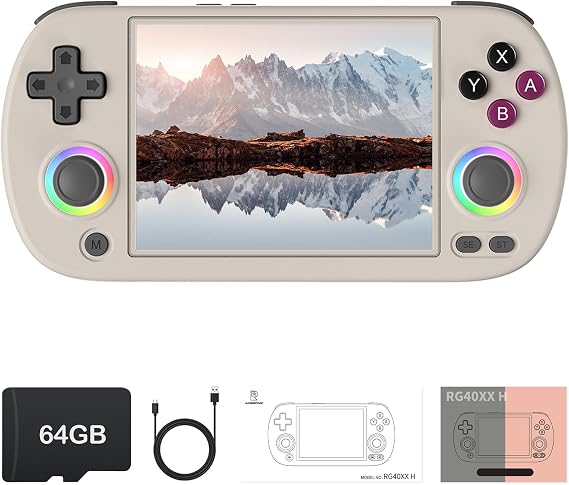 RG40XX H Retro Handheld Game Console, Linux OS Built-in 64G TF Card Retro Video Games Consoles 4.0 Inch IPS Screen Portable Pocket Video Player 5500+ Games (Gray)