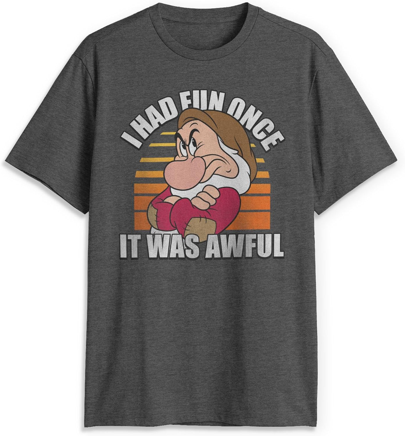 Men’s Grumpy T-Shirt - I Had Fun Once - Dwarfs Grumpy Graphic Tee, Official Disney Snow White Shirt