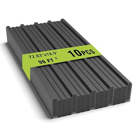 10PCS 72.83"x18.9" Metal Roofing Panels,96ft2 Galvanized Corrugated Metal Sheets,Gray