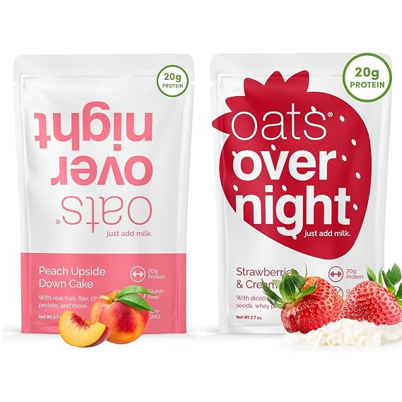 Oats Overnight Peach Upside Down Cake, 20g Protein, 8 Pack