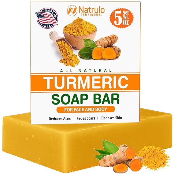 Natural Turmeric Soap Bar for Face & Body Turmeric Skin Brightening Soap for Dark Spots, Uneven Skin Tone & Underarms Exfoliating Face Wash Helps Improve Breakouts, Cleanses Skin 5oz Bath Bar