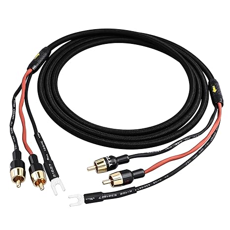Phono Cable with Ground 6.56ft - All-in-One RCA Cable & Turntable Ground Wire,High Purity Oxygen-Free Copper,Premium Shielded for Turntable to Preamplifier, Static & Noise Free Premium Hifi Audi
