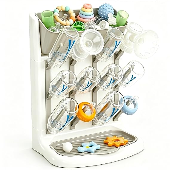 GoMaihe Baby Bottle Drying Rack: Space Saving Vertical Bottle Dryer Holder