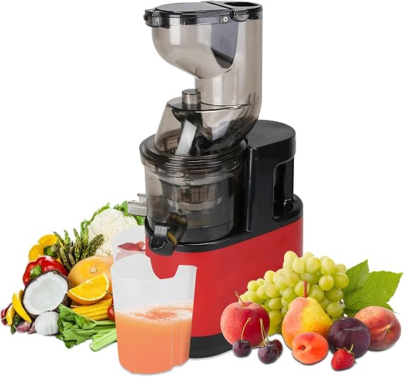 Cold Press Juicer, 300W Slow Masticating Juicer Machines, Cold Pressed Juicer Machines Large Feed Chute Fit Whole Fruits & Vegetables, Reverse Function, Easy to Clean with Brush