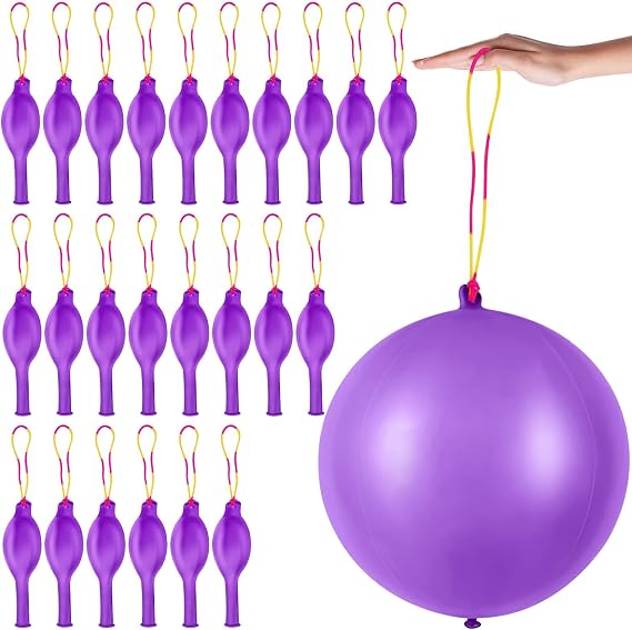 24 Pcs Purple Punch Balloons Bounce with Rubber Band Handle Punching Balloon Heavy Duty for Birthday party favors, Kids (Purple)