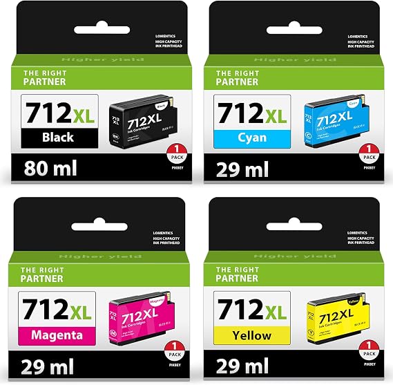 712XL Ink Cartridges Compatible Replacement for HP 712XL 712 Ink