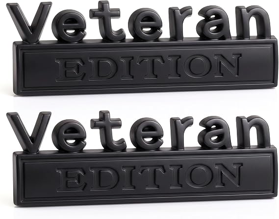 3D Heavy Duty Metal Veteran Edition Emblem Badge Set - Raised Letters Car Truck Auto Accessory for Retired Military Soldiers, SUV, Tailgate, Side Panel, Toolbox 2 PCS (Matte Black)