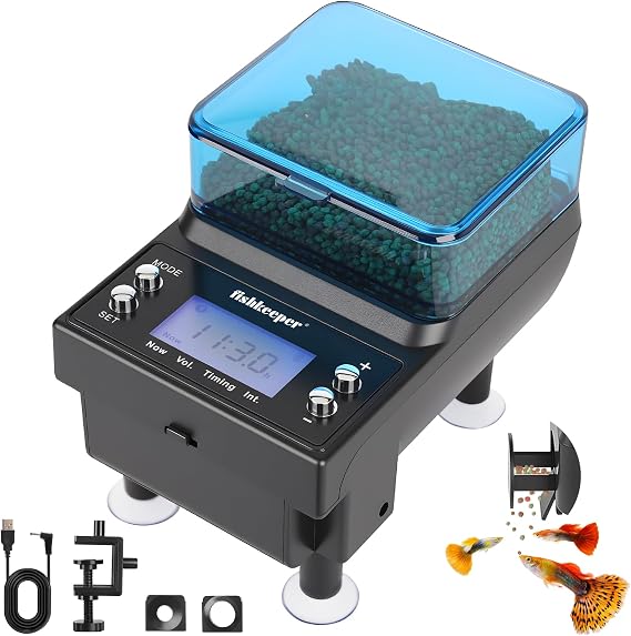 fishkeeper Automatic Fish Feeder Rechargeable, 3 Feeding Modes USB