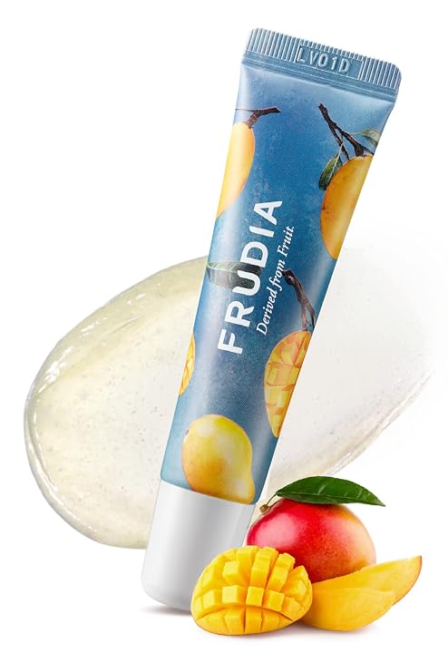 FRUDIA Mango Honey Lip Mask for Dry Cracked Lips Tinted Moisturizing Balm for Women, Overnight Lip Plumper & Hydrating Treatment, 0.33Oz Korean Beauty Formula
