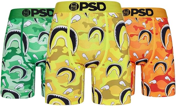 PSD Men's Boxer Briefs - WF Faces 3 Pack, 7 Inch Inseam, Stretchy Moisture-Wicking Boxer Briefs for Men Pack, X-Large