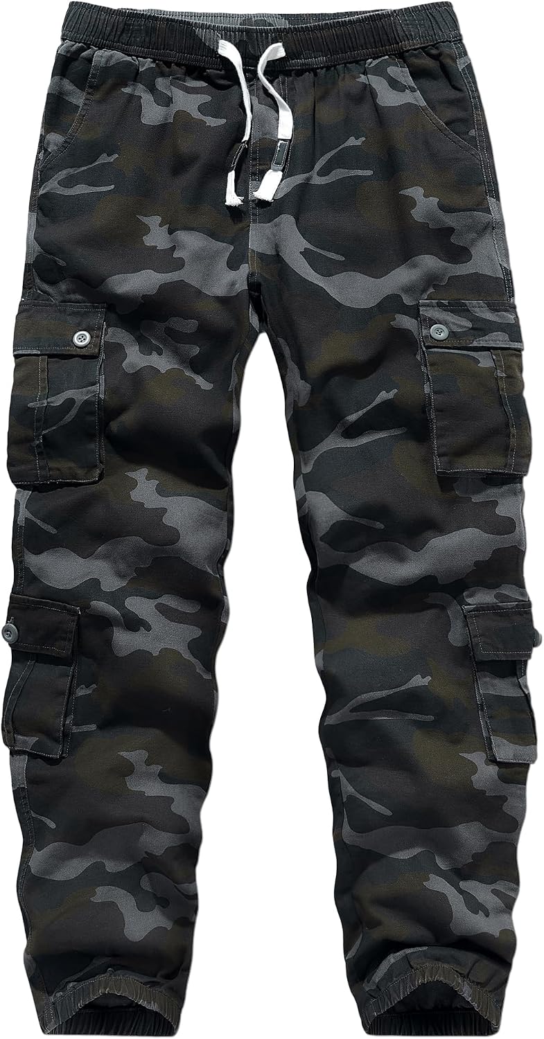 aptro lt23 mens cargo trousers camouflage casual trousers elastic waist work trousers long cotton jogging bottoms with 8 pockets