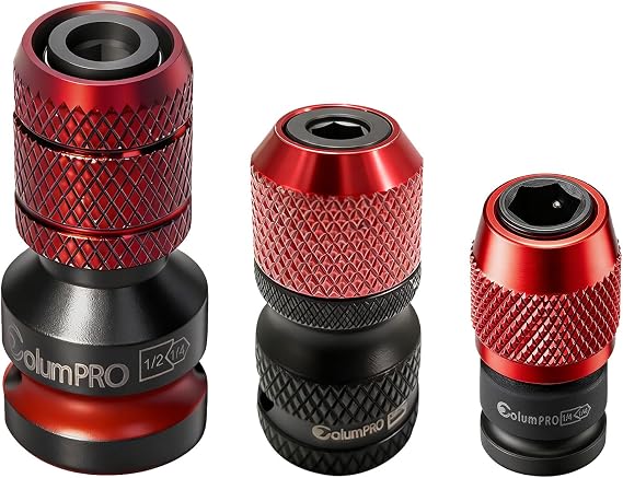 3PCS Impact Wrench Adapters, Square Drive to 1/4” Hex Shank Converter, Quick Change Bit Holder Adapter for Impact Wrench, Ratchet Wrench 1/2", 3/8", 1/4"