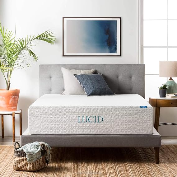 LUCID 14 Inch Memory Foam Bed Mattress Conventional, Queen, Medium
