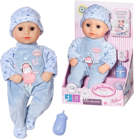 Baby Annabell Little Alexander 36cm Soft Bodied Doll With Bottle Pretend Feeding - Suitable Children Aged 1+ Years - Includes Doll, Bottle And Outfit