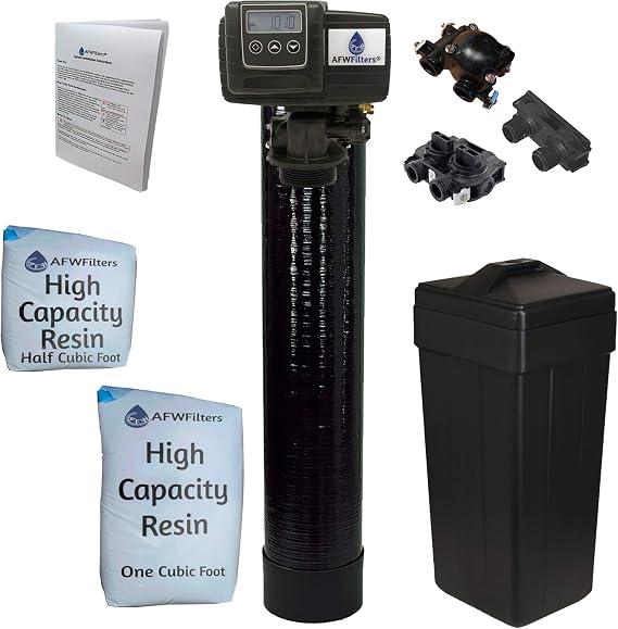Loaded tank Metered water softener with 3/4" Fleck 5600SXT control, 48,000 grain capacity with by-pass valve