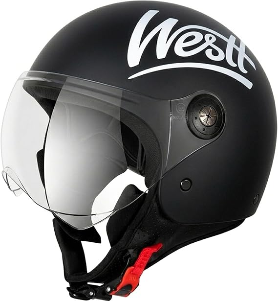 Westt 3/4 Open Face Motorcycle Helmet With Clean Visor - DOT Approved Vintage Moped Scooter Helmet for Men and Women