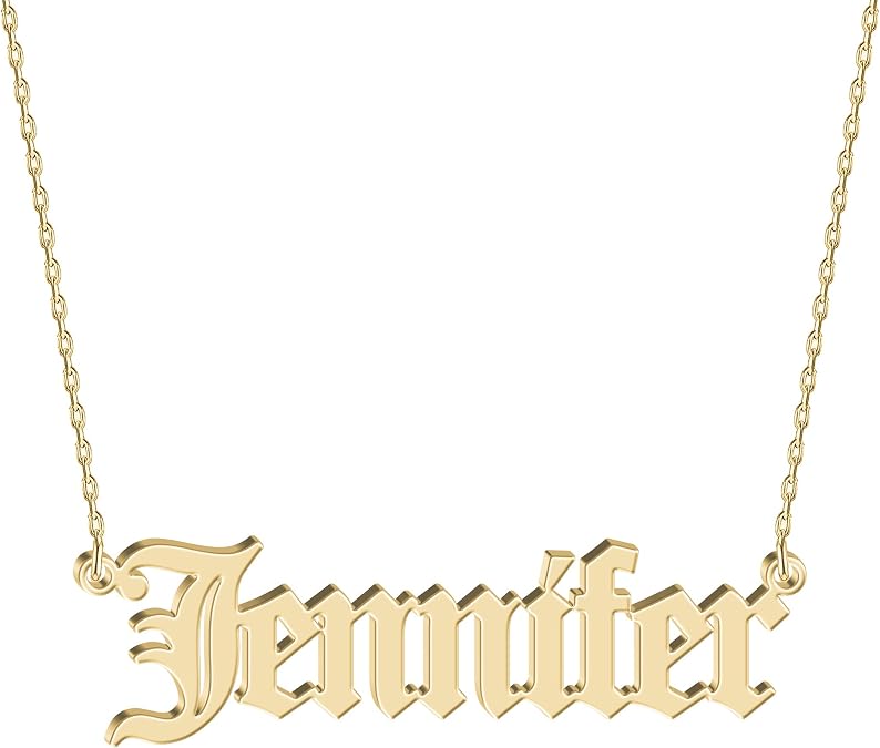 Custom Gold Name Necklace Personalized 18K Gold Plated Sterling Silver Old English Name Nameplate Jewelry Gift for Women