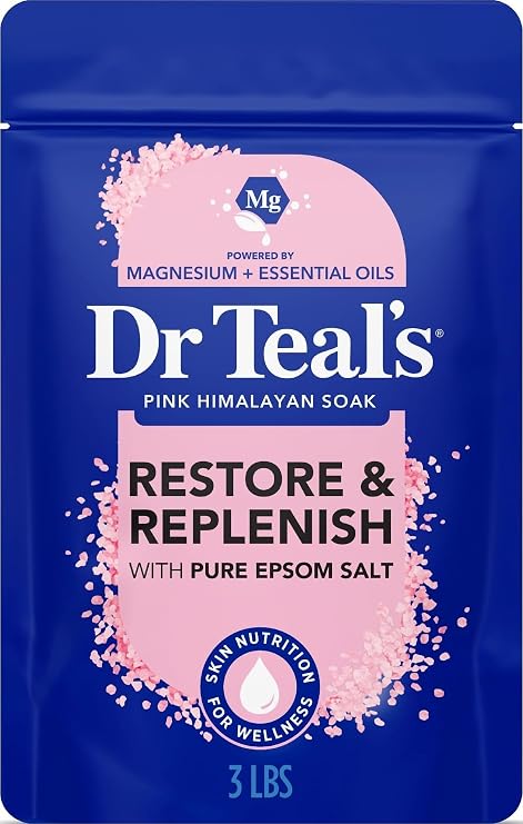 Dr Teal's Epsom Salt Magnesium Soak, Restore & Replenish with Pink Himalayan Salt, 3 lbs