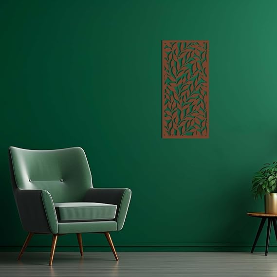 ALZERAS Geometric Panel Wall Art, Metal Sign, Metal Wall Decor, Home Living Room Decoration, Housewarming Gift (Bronze, 39" L x 20" W, panel)