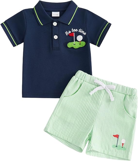 Toddler Boy Golf Outfit Apparently I Like Golf 2Pcs Set Summer Clothes