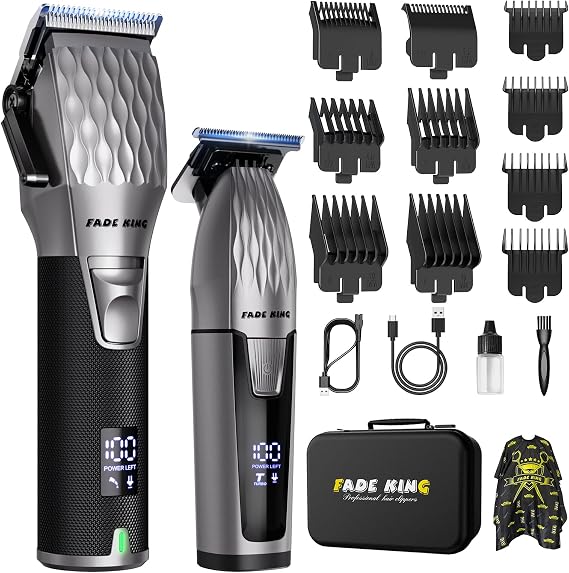 FADEKING Professional Hair Clippers for Men, Cordless Beard Trimmer Kit for Hair Cutting & Grooming, Zero-Gap Barber Clippers Set, Ideal Mens Grooming Gift for Fathers Day/Birthday