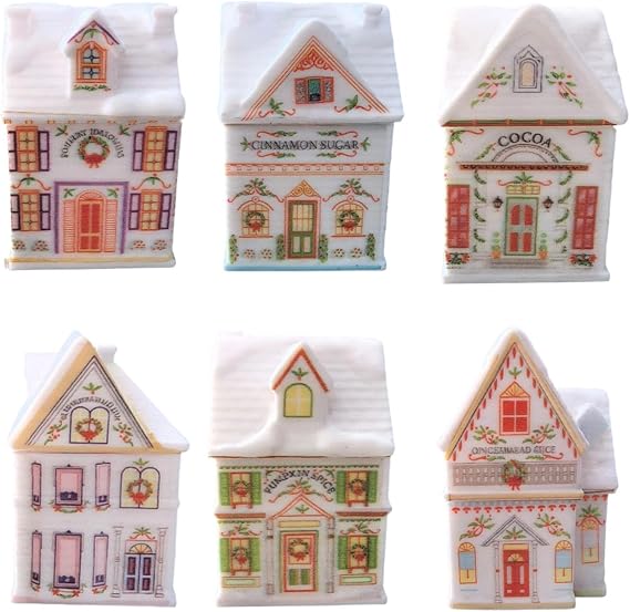 6x Spice Jars, Empty Bottles, Kitchen, Christmas Village Spice Houses
