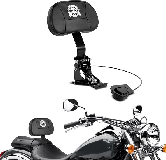 INNOGLOW Motorcycle Backrest - Detachable Adjustable Driver Rider Backrest Black Back Rest Pad Fit for Harley Davidson Touring Street Glide Electra Glide Road Glide Road King CVO 2009-2026
