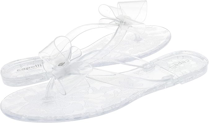 Capelli New York Ladies Floral Pom Opaque Jelly Flip Flops