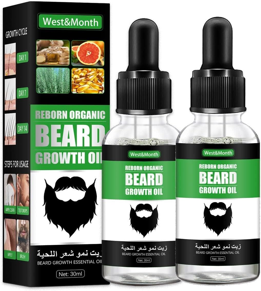 Growth Beard Oil, Grow Beard Thicker & More Full Thicken Hair Beard Oil For Men, Strengthens & Beard Softens, and Promotes M