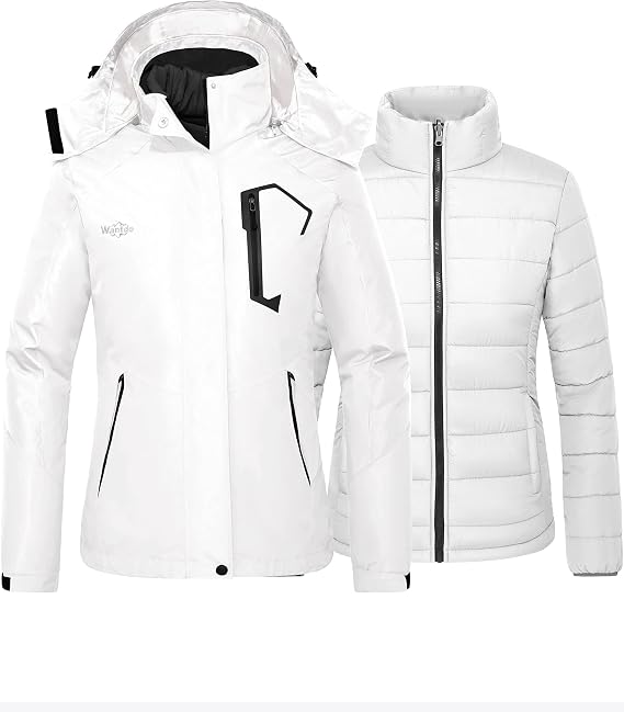 wantdo Women's 3 in 1 Ski Jacket Waterproof Winter Coat Snowboard Jackets
