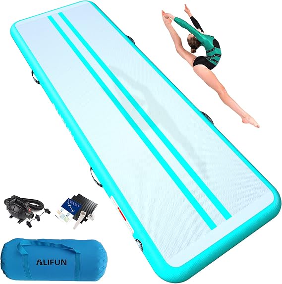 ALIFUN Inflatable Air Tumbling Mat Gymnastics Tumble Mat 6FT 10FT 13FT 16FT 20FT Training Mat Thick 10CM 20CM with Electric Air Pump