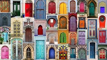 Colorful Wooden Jigsaw Puzzle for Adults - Doors to The World - 557 Unique Wooden Pieces by Nautilus Puzzles. Made in The USA