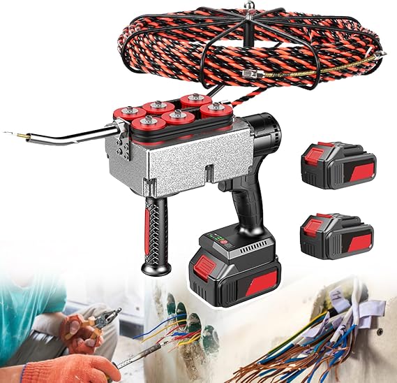 30 M Brushless Lithium Battery Stringing Machine, Electrician Pull Wire Hidden Pipe Threader Automatic Threading Machine, Dark Wire Electric Wire Pulling Tool Threading Machine