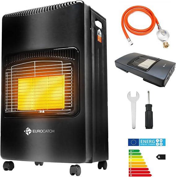 Gas heater - Mobile heater Incl. Hose and Pressure regulator - Black - 4200W [Energy Class A]