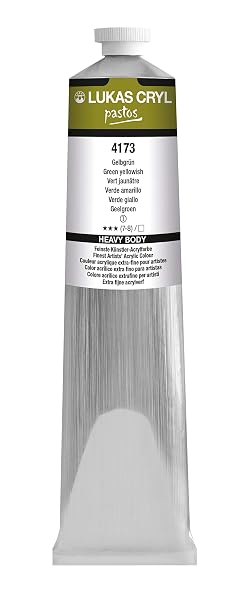 Lukas Cryl Liquid Soft Body Acrylic Paint For Pouring, Professional Low Viscosity Acrylic Paint, Green Yellowish, 200ml