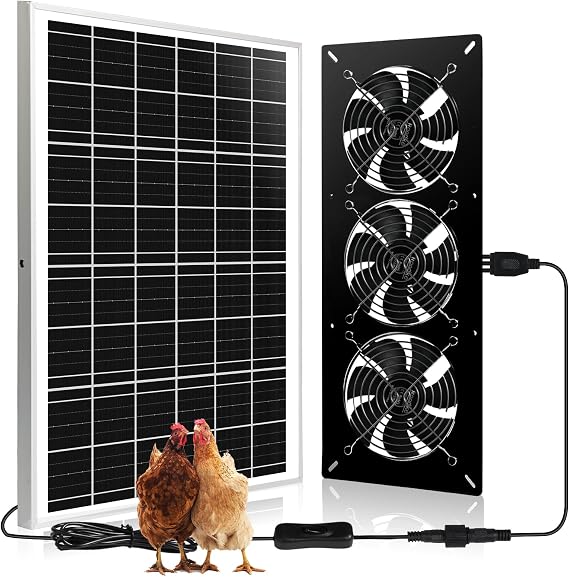 Waterproofed Solar Powered 3 Fan Kit for Outdoor Chicken Coop Shed