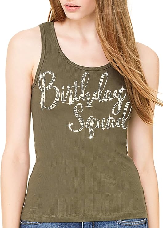 Birthday Shirts for Women Sparkly - Real Crystal Rhinestone Cute Girly Tanks - Womens Gifts