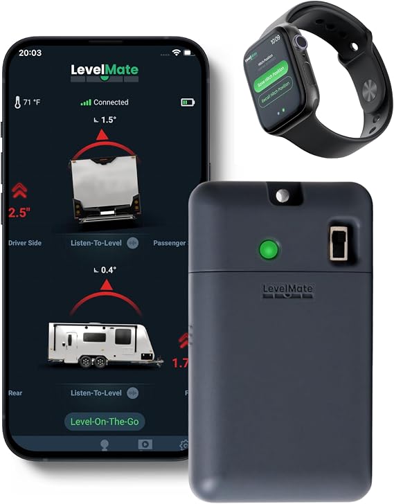 LogicBlue Technology LevelMateMAX Wireless RV Leveling System, Bluetooth Leveler for Campers, Must-Have Accessory for Travel Trailers, Effortless Setup for Phones with App