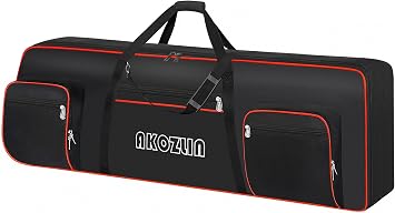 AKOZLIN 88 Key Keyboard Case, Padded Piano Bag with Handle and Adjustable Shoulder Straps, Large Portable Piano Keyboard Case, Soft Keyboard Gig Bag with Pockets for Accessories 57.5"x18"x6.75"