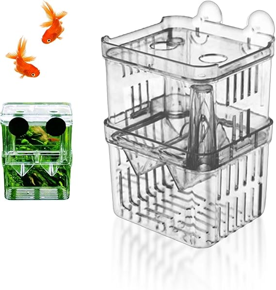 Breeding Box for Fish Tank, Aquarium Hatchery Incubator Breeder Box for Small Fish Shrimp, Transparent Plastic Fish-Breeding-Box, 8x7x11cm(COLOR:Transparent)