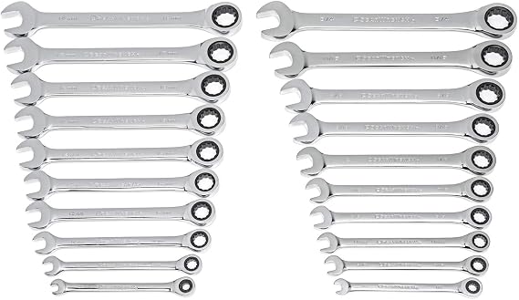 GEARWRENCH 20 Piece SAE/MM Ratcheting Combination Wrench Set| 35720A-02