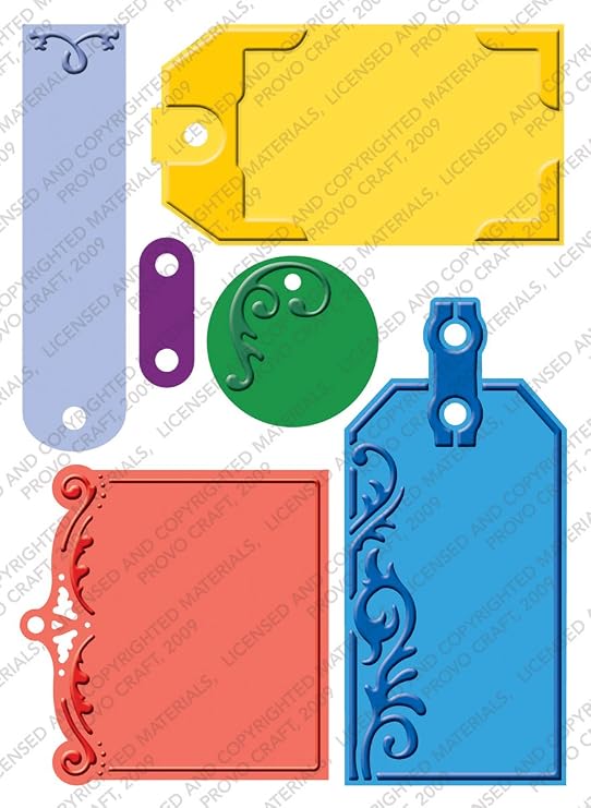 Cuttlebug Provo Craft Plus Embossing Folders, Embossed Tags