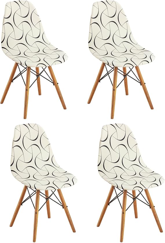 4PCS Printed Shell Chair Covers Mid Century Modern Dining Chair Covers Shell Chair Cover Lounge Armless Chair Cover Armless Chair Protector Stretch Slipcovers for Dining Room and Office,11