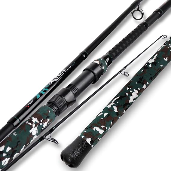 Fiblink 4-Piece Surf Spinning Fishing Rod, Portable Travel-Friendly Pole, Carbon Fiber Fishing Rod (12' H)
