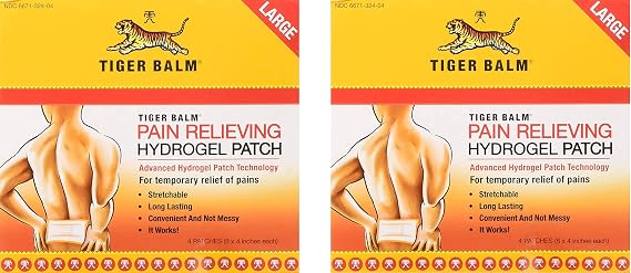 Tiger Balm Pain Relieving Patch Large, 4 Count (Pack of 2)