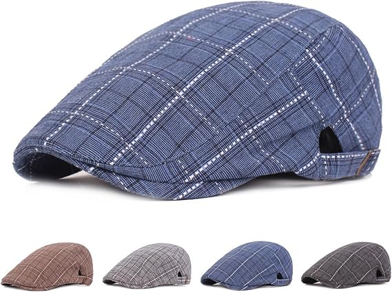Newsboy Hats for Men Cotton Cap Adjustable Flat Cap Classic Irish Cabbie Driving Tweed Ivy Cap Scally Cap